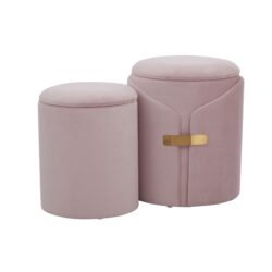 Dahlia - Contemporary / Glam Nesting Ottoman Set - Blush Pink
