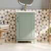 Modern Small Bathroom Vanity Cabinet With Ceramic Basin, Ample Storage, 1 Soft Close Door - Green - Image 22