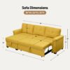 Lucca - Linen Reversible Sleeper Sectional Sofa With Storage Chaise - Yellow - Image 2