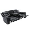 Home Theater Recliner Set Manual Recliner Chair With Wide Armrest, Two Built-In Cup Holders For Living Room - Black - Image 22