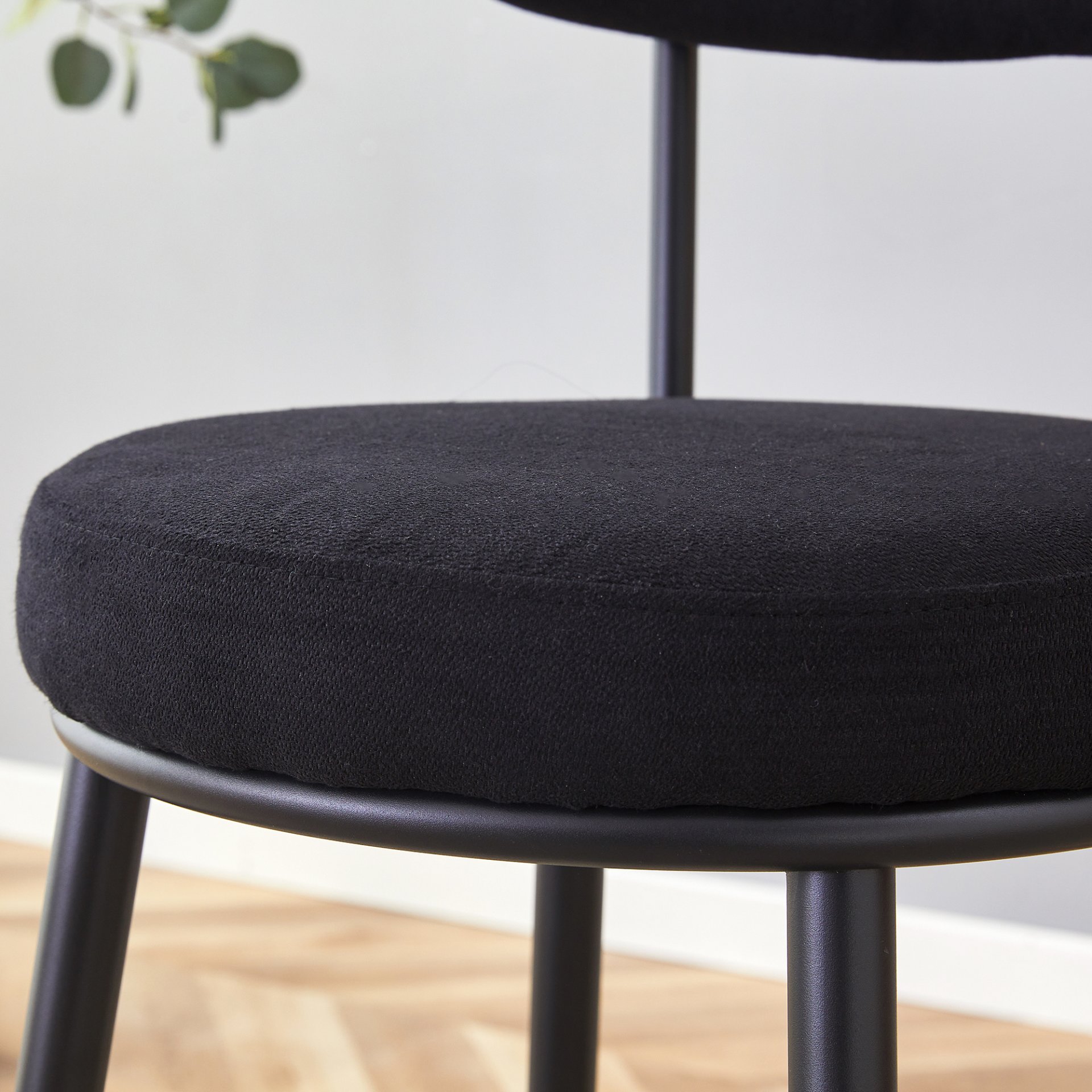 Stylish Ergonomic Bar Chairs Set With Breathable Cushions And Metal Legs, (Set of 2) - Black - Image 10