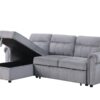 Ashton - Velvet Fabric Reversible Sleeper Sectional Sofa Chaise - Gray - Image 7