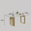 Thick Sintered Stone Composite Tempered Glass Top Rectangular Dining Table With Stainless Steel Base - Gold - Image 5