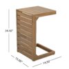 Modern C Shape End Table Acacia Wood Patio Furniture - Brown - Image 3
