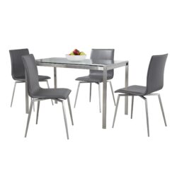 Fuji Mason - Upholstered Swivel Contemporary Dining Set Dining Set, Glass, 5 Piece - Gray