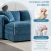 Modular Sectional With Deep And Wide Seat, U Shaped Cloud Couch Set With Double Cushions 6 Seat Sofa With Movable Ottomans Oversized - Blue - Image 10