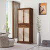 4 Door Cabinet With 1 Drawer, With 4 Adjustable Inner Shelves, Storage Cabinet - Walnut - Image 2