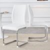 Luxury Simple Arch Chair (Set of 2) Dining Chair With High Resilience Material And Arched Metal Leg - White / Silver - Image 5