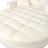 Chaise Lounge Sofa Bed With Tufted Seat And Detachable Pillows Chenille - Beige - Image 17