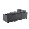 Modern Sectional Sofa With Vertical Stripes, 2 Pillows, 5 Seat Couch With Convertible Ottoman, Various Combinations, L-Shape Indoor Furniture - Dark Gray - Image 7