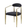 Dining Chairs (Set of 2), Mid-Century Modern Dining Chairs, Kitchen Dining Room Chairs, Round Boucle Backrest Sherpa Dining Chair With Metal Legs - Black / Gold - Image 2
