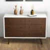 Mid-Century Modern White Dresser 6 Drawer - Dark Brown / White - Image 10