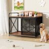 Heavy Duty Large Dog Crate Furniture For Large Medium Dog, Farmhouse Wooden Dog Kennel Indoor End Table, Decorative Pet House For Large Dogs - Brown - Image 2