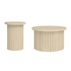 Coffee Table (Set of 2), Round Coffee Table, Modern Side Tables Accent End Table For Living Room, Apartment - Natural