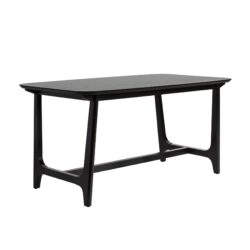 Mid-Century Modern Dining Table With Trestle Base - Black Ash