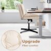 Large Size Armless Home Office Desk Chair Vanity Chair No Wheels - Beige - Image 6