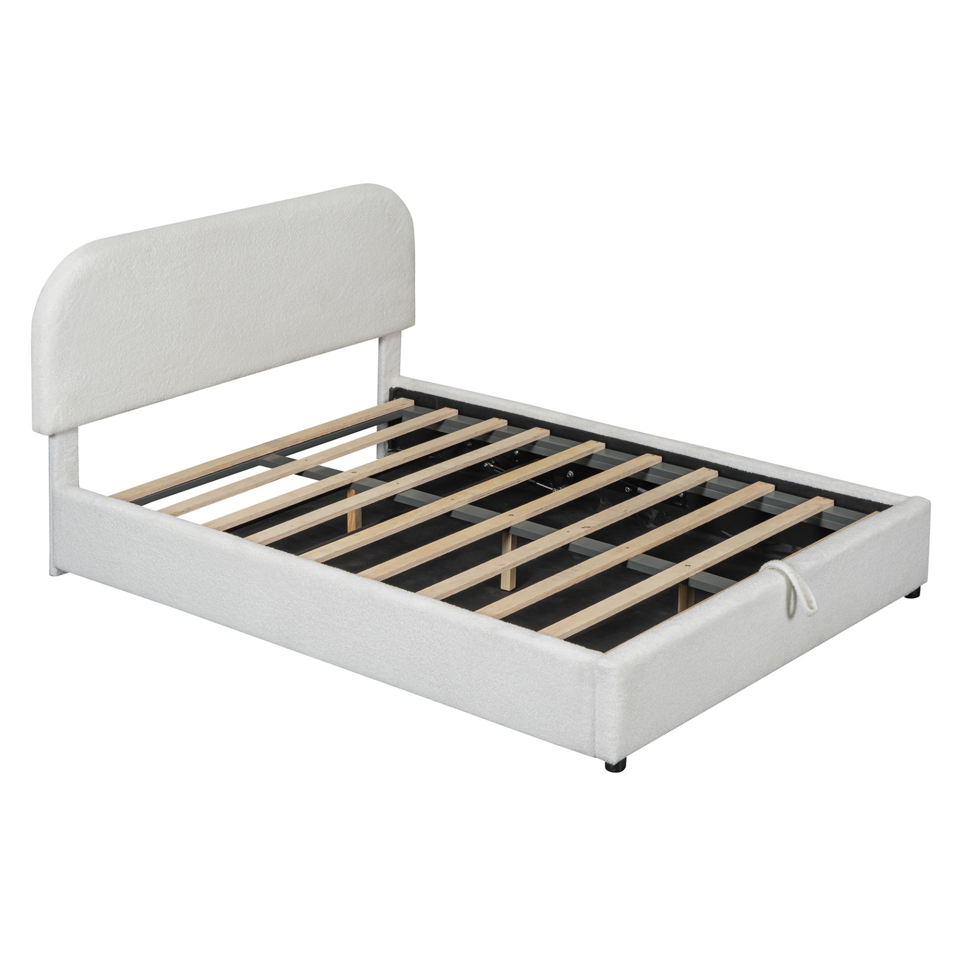 Full Size Upholstered Platform Bed With Hydraulic Storage System - White - Image 11