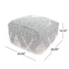 Diamond - Handcrafted Faux Yarn Pouf - Ivory / Gray - Image 3