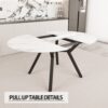 Modern Extendable Circular Dining Table With Top And Metal Legs For 4 - 6 Persons - White - Image 8