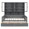 Full Size Daybed With Glass Door Storage Cabinets, Built In LED Lighting And Shelves - Gray - Image 5