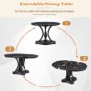 5 Piece Dining Set Retro Extendable Round Table And 4 Chairs For Kitchen Dining Room - Black - Image 6