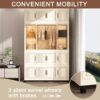Portable Wardrobe Closet Storage Organizer With Magnetic Doors, Polypropylene - Cream White - Image 12