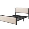 Modern Metal Bed Frame With Curved Upholstered Headboard And Footboard Bed With Under Bed Storage, Heavy Duty Metal Slats, Queen Size - Beige - Image 10