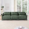 Elegant 3 Seater Sofa With Lumbar Pillow Ergonomic Chenille Upholstery Wooden Base - Green - Image 20