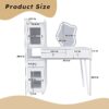 Vanity Dressing Table With LED Mirror & Storage Makeup Desk With 3 Drawers, 2 Open Shelves & 4 Hidden Cabinets - White - Image 3