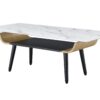 Landon - Coffee Table With Glass Marble Texture Top And Bent Wood Design - White - Image 7