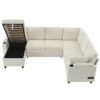 Sectional Sofa Versatile Sofa Bed Sofa Sleeper U - Shaped Sofa With Ample Storage Space, 2 Cup Holders And Charging Ports For Living Room - Beige - Image 12