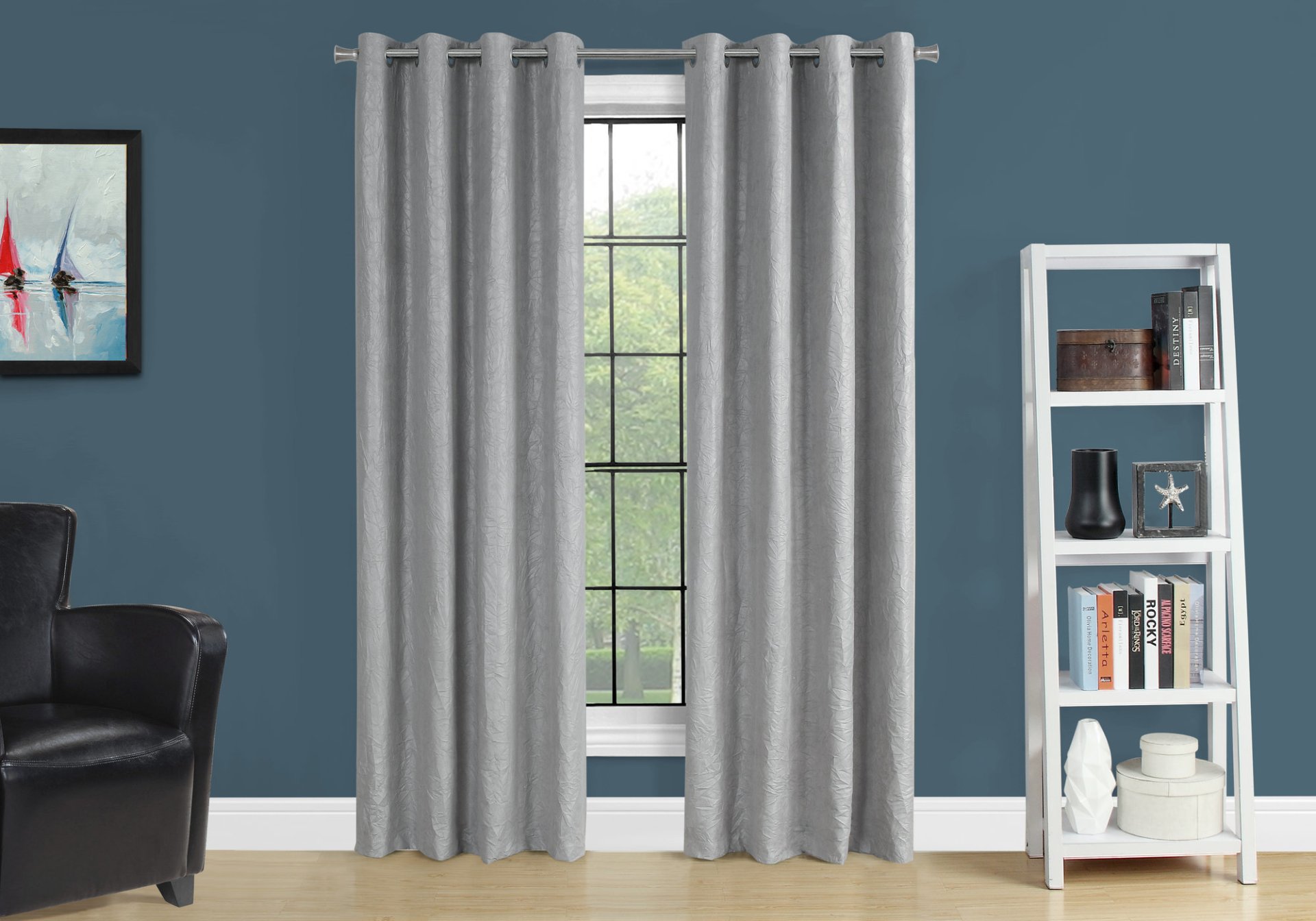 2 Pieces Set, Curtain Panel, Room Darkening, Grommet, Versatile Use - Silver - Image 4