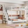 Full Over Full Size Murphy Bed With Hydraulic Lift & Desk Design - White - Image 22