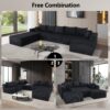 Luxury 8 Piece Modular U Shaped Sectional Sofa With Oversized Chaise Lounge And Bed Corduroy Upholstery - Black - Image 9