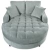 Modern Chaise Lounge Sofa Bed Upholstered Sofa Couch With Tufted Seat And Detachable Pillows For Living Room - Misty Green - Image 10