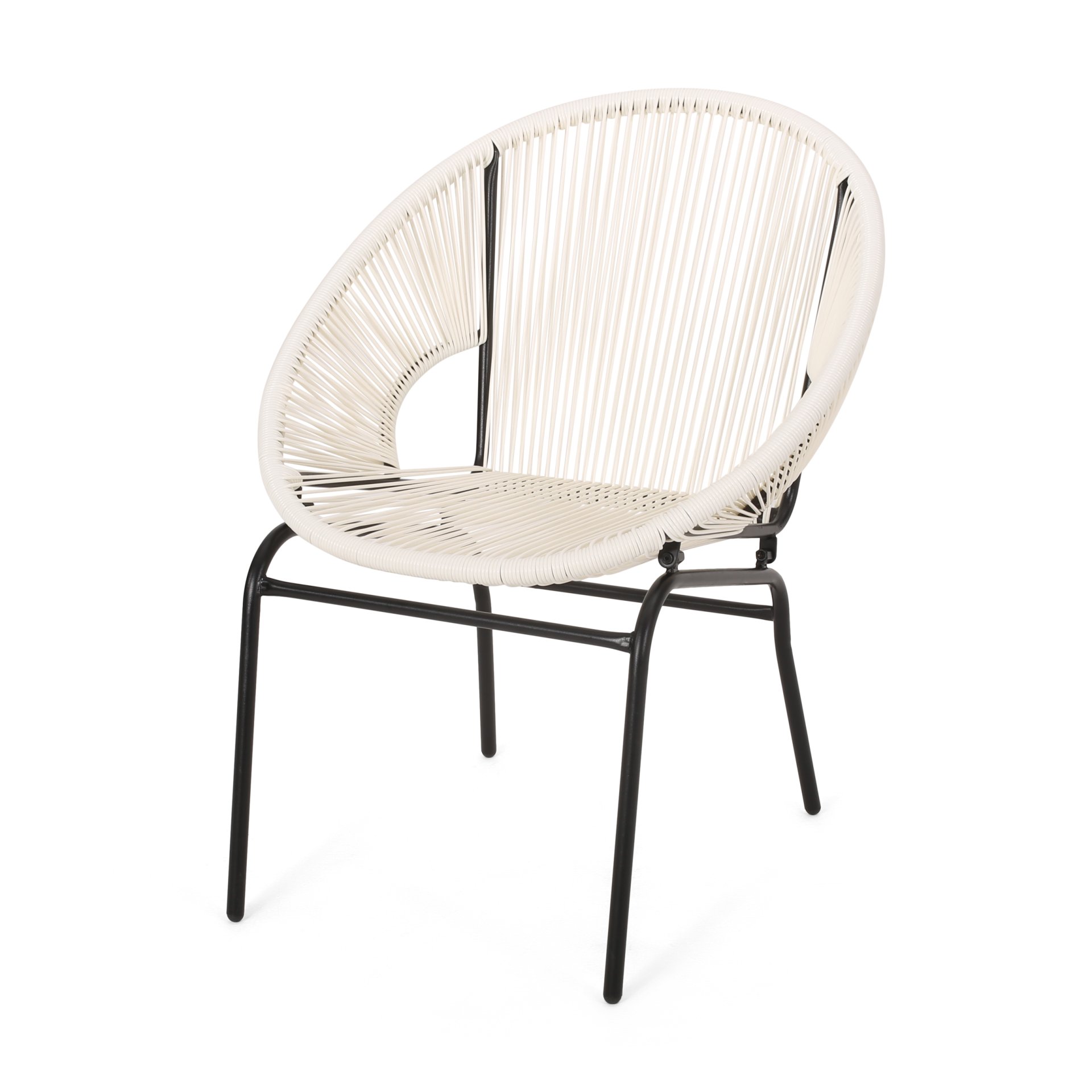 Nusa - Modern Outdoor Chair Set With Polyethylene Rattan And Iron Frame - White - Image 7