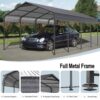 Metal Carport 12 X 20 Ft Heavy Duty With Galvanized Steel Roof Metal Garage Canopy With Galvanized Steel Roof & Frame Car Tent Outdoor Storage Shed For Car Boats And Truck - Alabaster / Dark Gray - Image 7