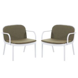 Luna - Outdoor Club Chair Cushion (Set of 2) - Green / White