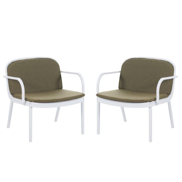 Luna - Outdoor Club Chair Cushion (Set of 2) - Green / White