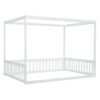 Full Size Canopy Frame Floor Bed With Fence, Guardrails - White - Image 17