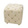 Modern Velvet Upholstered Ottoman, Exquisite Small End Table, Soft Foot Stool, Dressing Makeup Chair, Comfortable Seat For Living Room, Bedroom, Entrance - Beige - Image 10