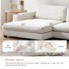 Oversized Corduroy Sectional Sofa, L Shaped Cloud Couch With USB Charging Port, Cup Holder, Deep Seat Sofa Bed With Chaise, Comfy Indoor Furniture - Beige - Image 21