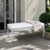 Outdoor Patio Stationary Bench With Sunbrella Fabric Cushion - Grayish - Image 2