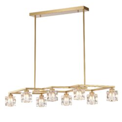 Crystal Chandelier For Dining Room, 8 Light Kitchen Chandelier Light Fixture Modern Metal Industrial Chandeliers For Farmhouse Entryway Living Room (8*G9 Bulbs Included) - Matte Gold