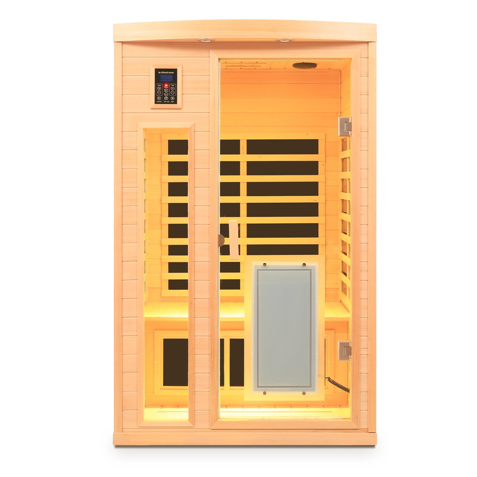 Low Emf Front Door With Heating Panel 2 Person Hemlock Far Infrared Indoor Suana Room - Natural - Image 7