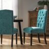 Harriet - Tufted Dining Chairs With Solid Wood Frame And Soft (Set of 2) - Teal Green - Image 5