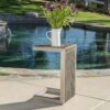 Cape - Coral Wicker C Shaped Table Modern DesignRattan And Aluminum Frame - Brown - Image 5