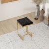 Joel - Mid-Century Modern Luxury Upholstered Stool - Black / Gold - Image 5