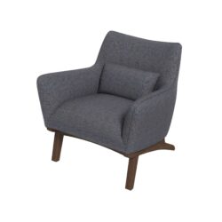 Brayden - Mid-Century Modern Side Linen Armchair - Gray / Wood