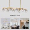 Crystal Chandelier For Dining Room, 8 Light Kitchen Chandelier Light Fixture Modern Metal Industrial Chandeliers For Farmhouse Entryway Living Room (8*G9 Bulbs Included) - Matte Gold - Image 7